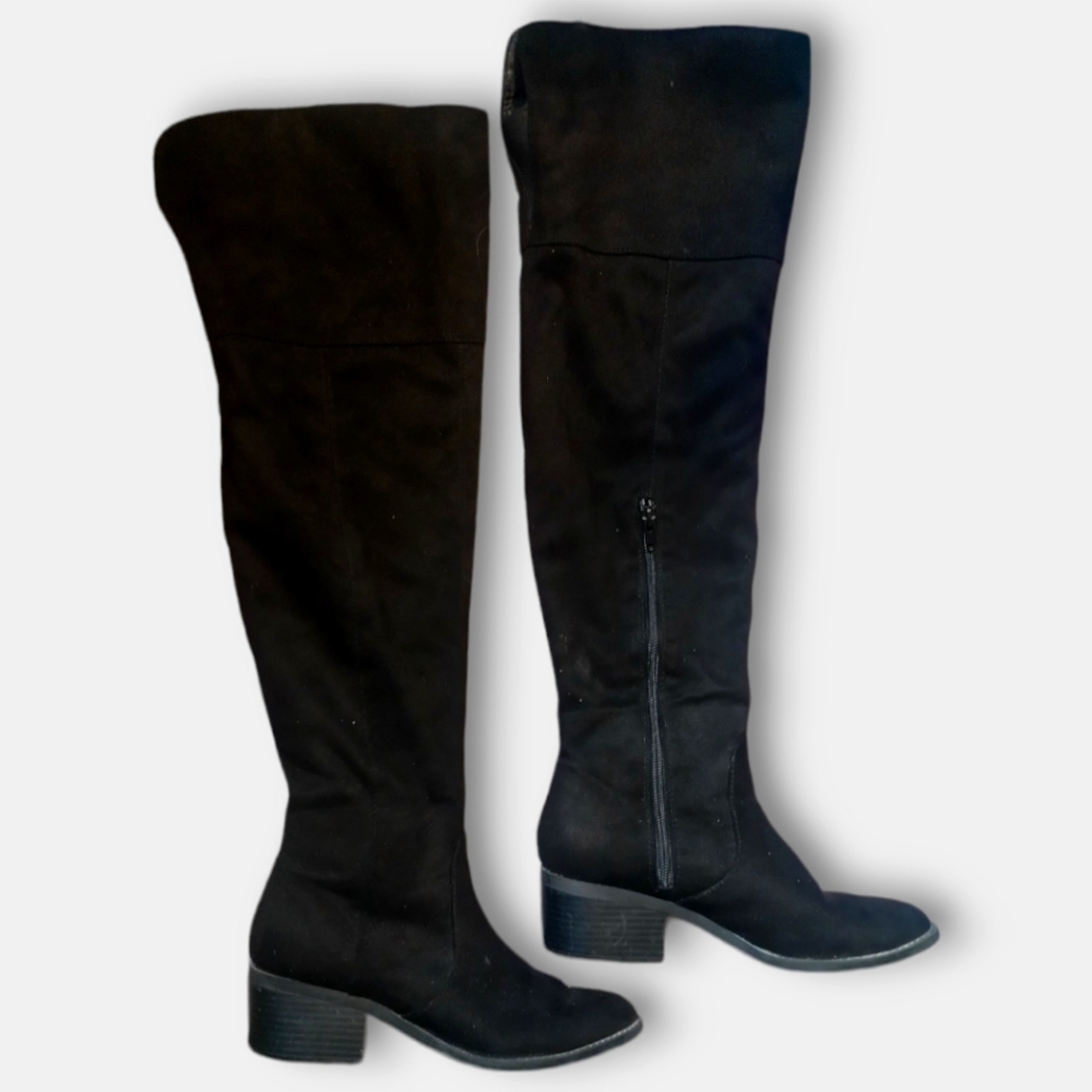 EXPRESS Over The Knee Faux Suede Boots - Black | Size 7 - Picture 2 of 16